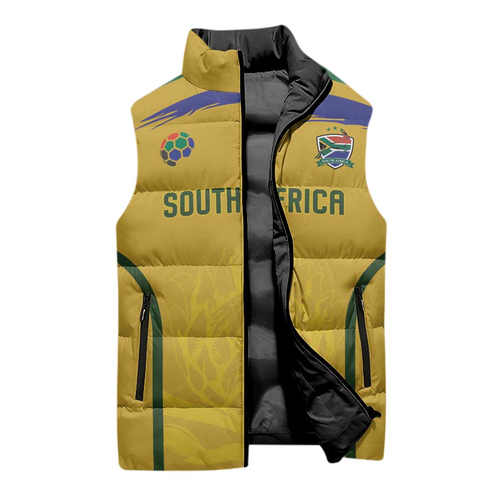 Custom South Africa Football Sleeveless Puffer Jacket Road To Champions Dream - African Pride