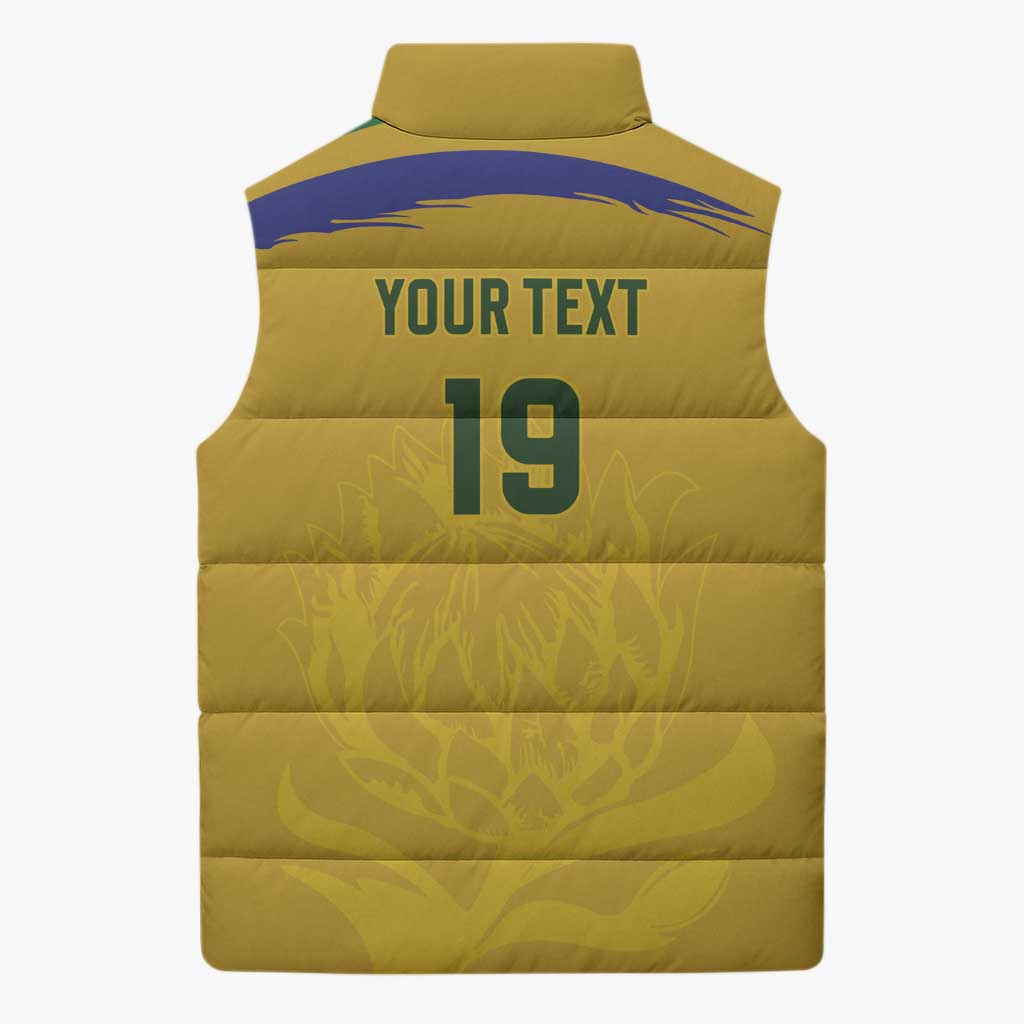 Custom South Africa Football Sleeveless Puffer Jacket Road To Champions Dream - African Pride