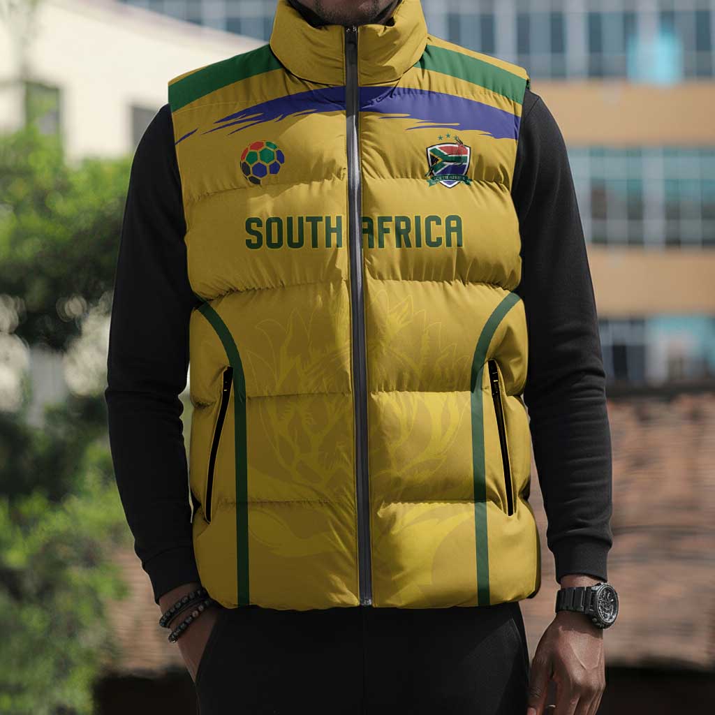 Custom South Africa Football Sleeveless Puffer Jacket Road To Champions Dream - African Pride