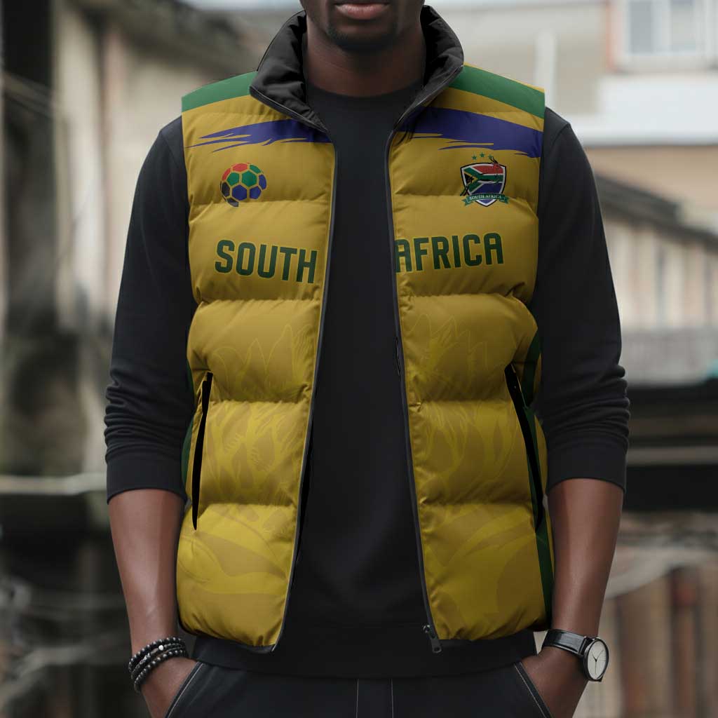 Custom South Africa Football Sleeveless Puffer Jacket Road To Champions Dream - African Pride