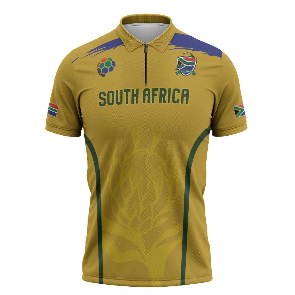 Custom South Africa Football Zipper Polo Shirt Road To Champions Dream - African Pride