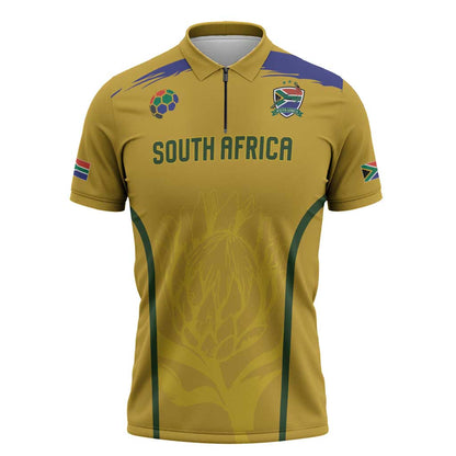 Custom South Africa Football Zipper Polo Shirt Road To Champions Dream - African Pride
