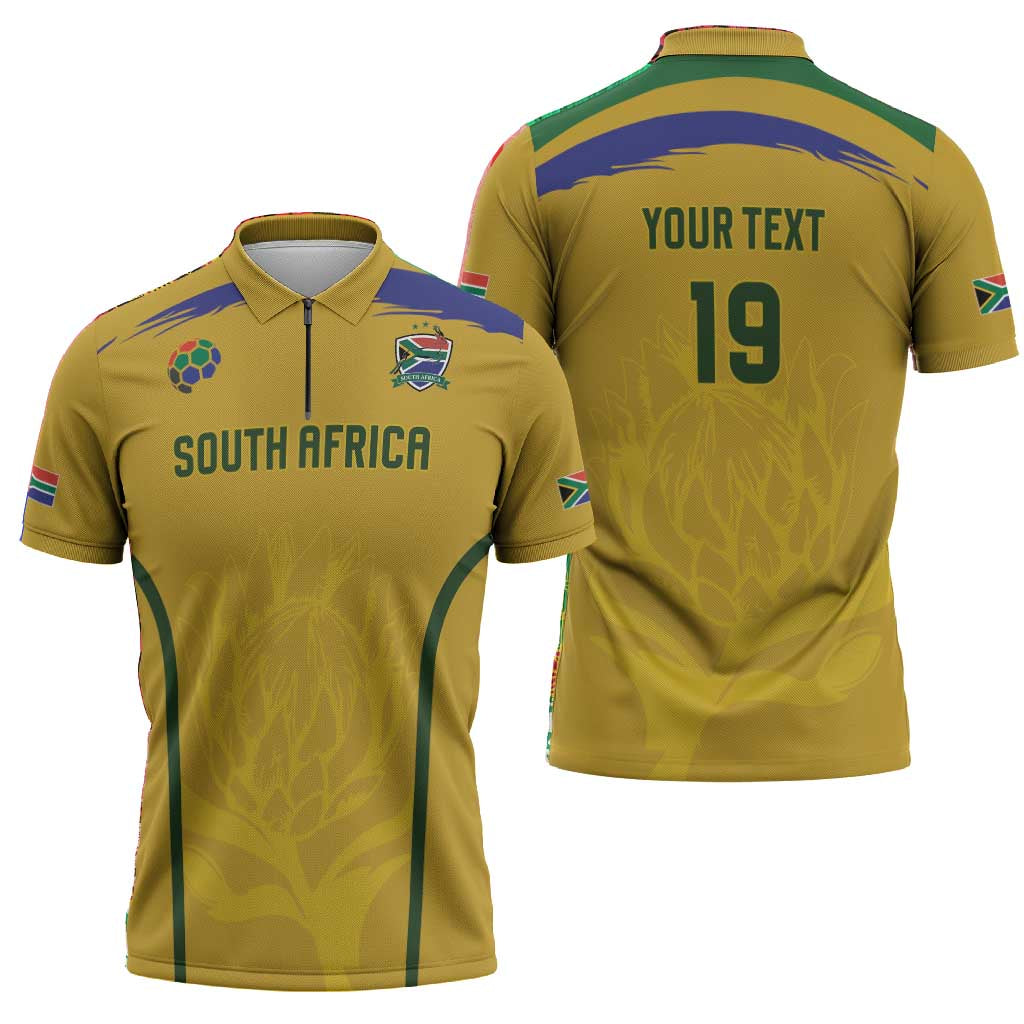 Custom South Africa Football Zipper Polo Shirt Road To Champions Dream - African Pride
