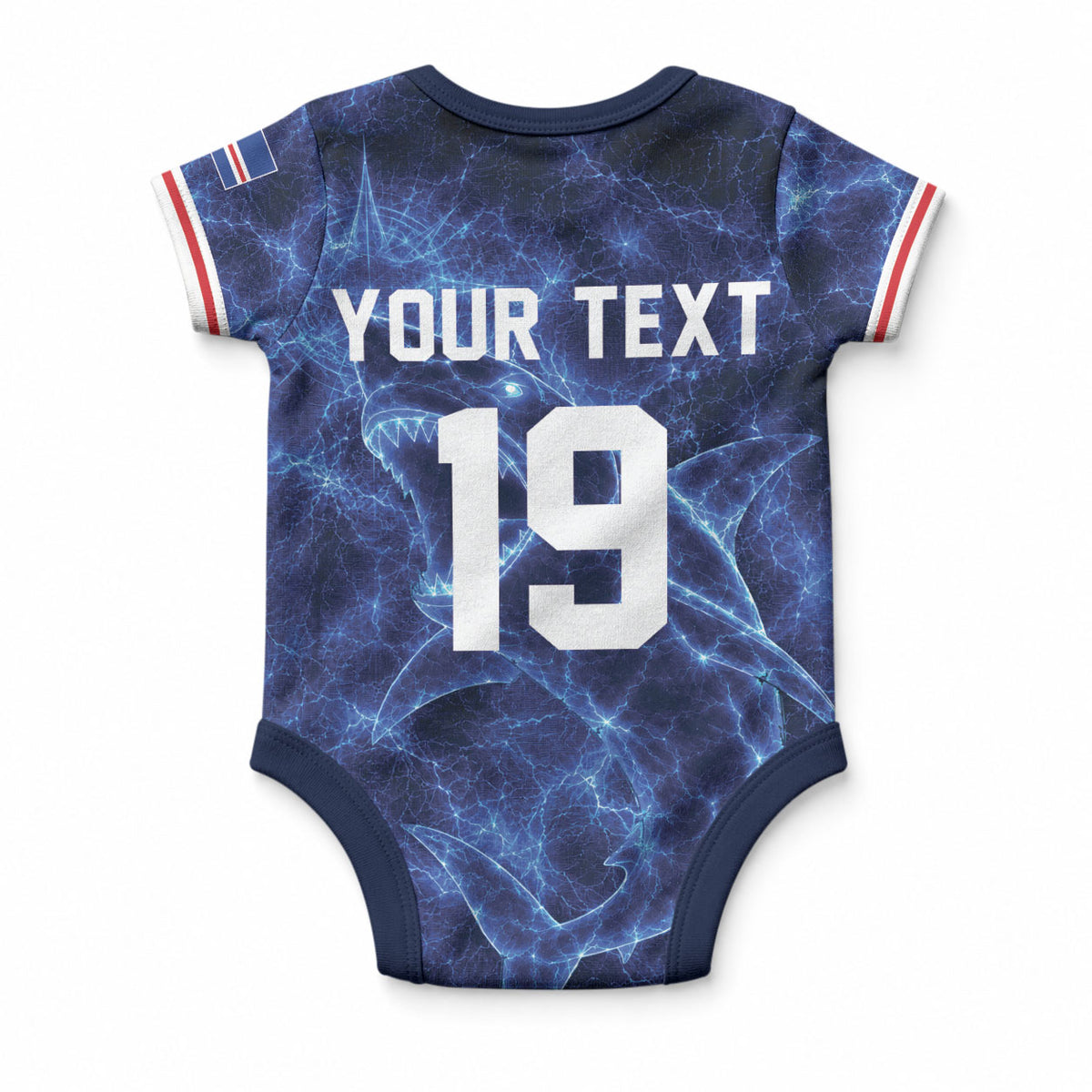 Custom World Football 2026 Cabo Verde Baby Onesie Go Blue Sharks Glory