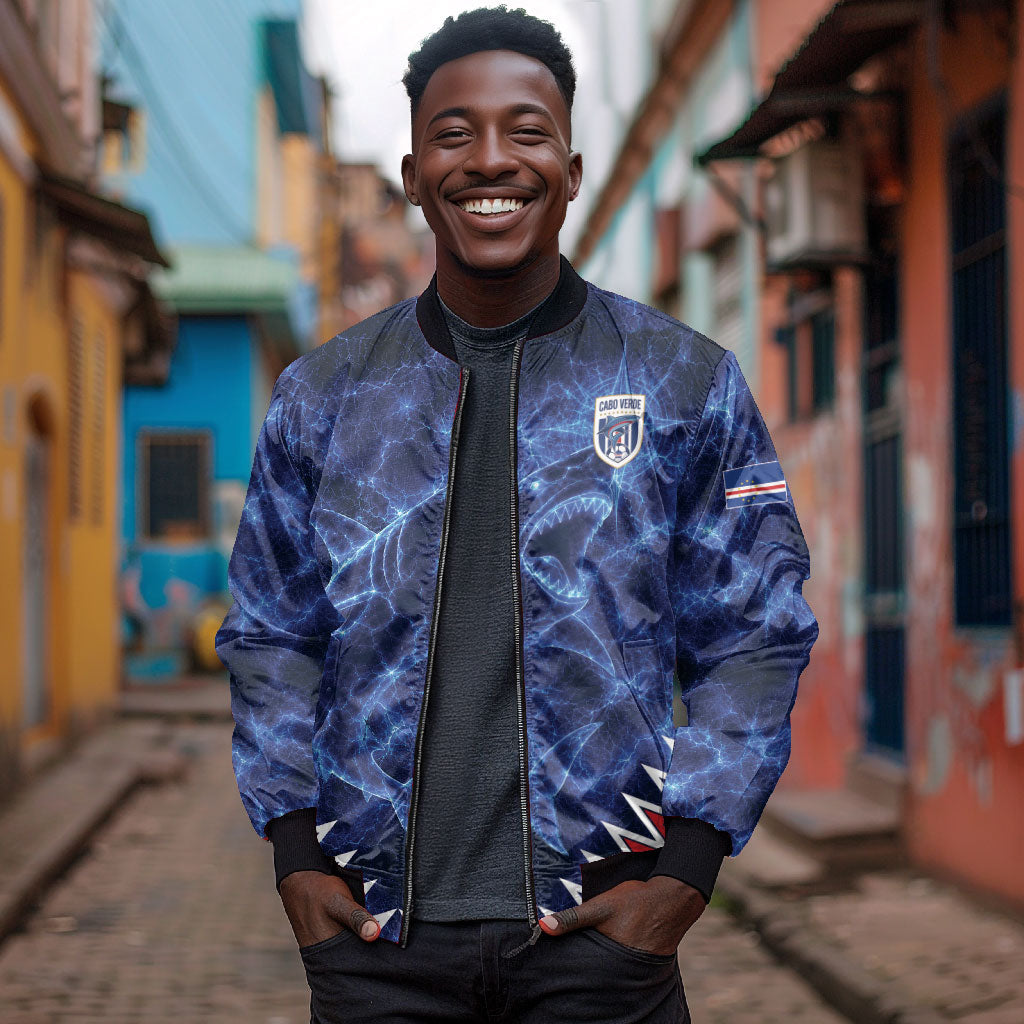 Custom World Football 2026 Cabo Verde Bomber Jacket Go Blue Sharks Glory