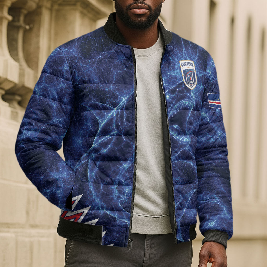 Custom World Football 2026 Cabo Verde Bomber Puffer Jacket Go Blue Sharks Glory