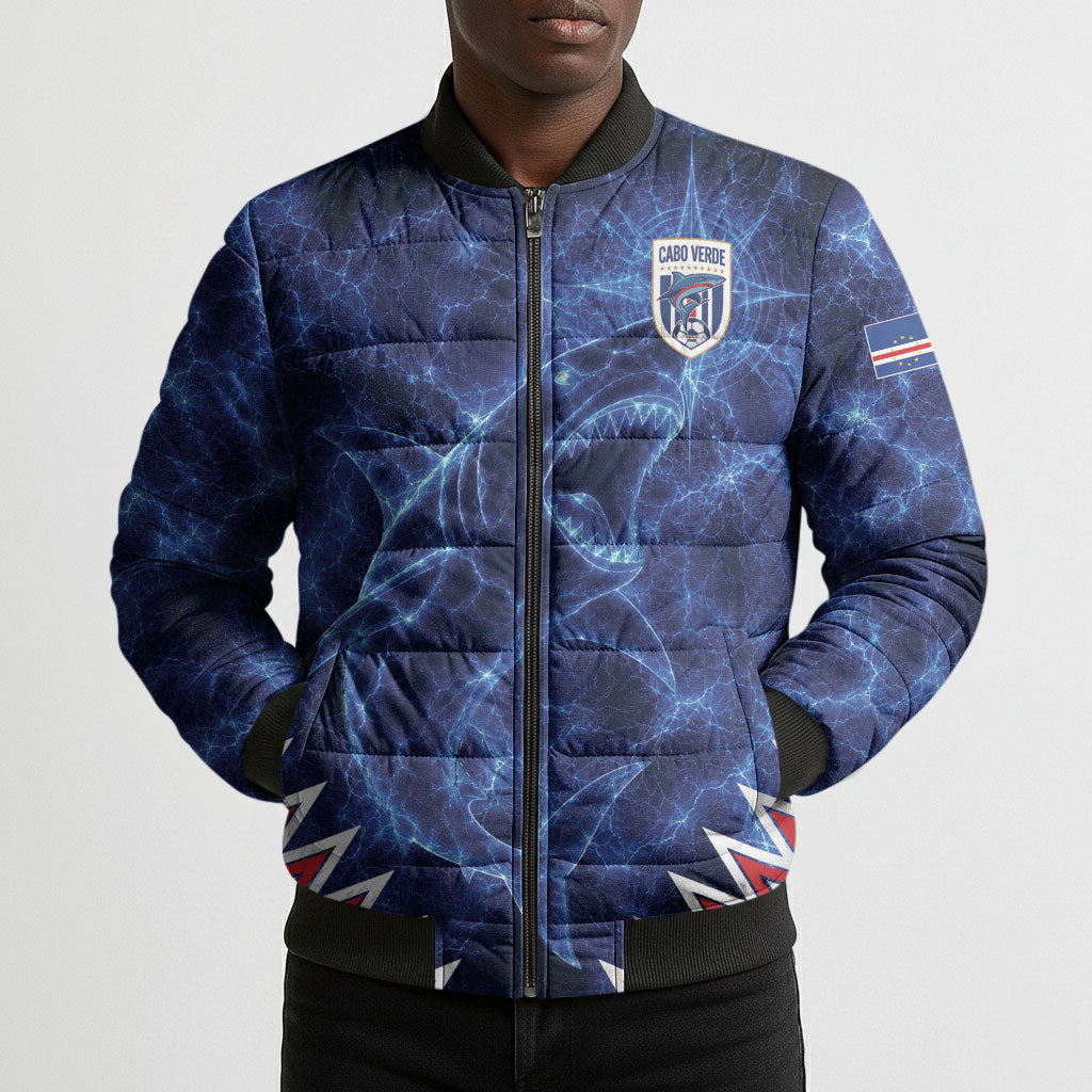 Custom World Football 2026 Cabo Verde Bomber Puffer Jacket Go Blue Sharks Glory