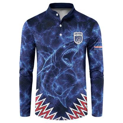 Custom World Football 2026 Cabo Verde Button Sweatshirt Go Blue Sharks Glory