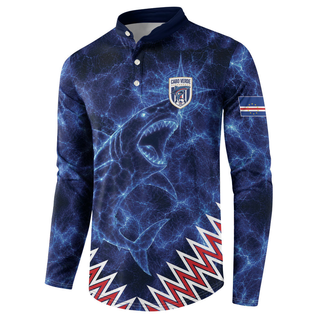 Custom World Football 2026 Cabo Verde Button Sweatshirt Go Blue Sharks Glory
