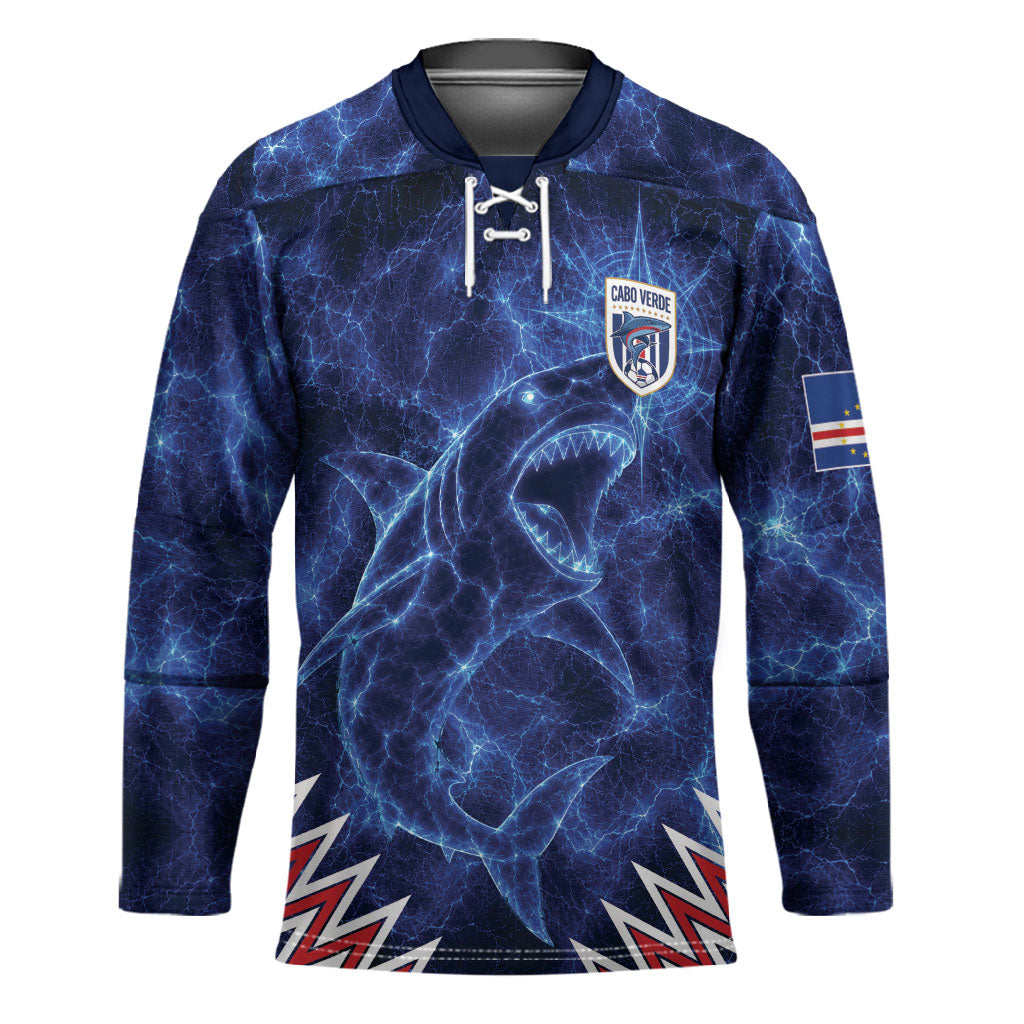 Custom World Football 2026 Cabo Verde Hockey Jersey Go Blue Sharks Glory