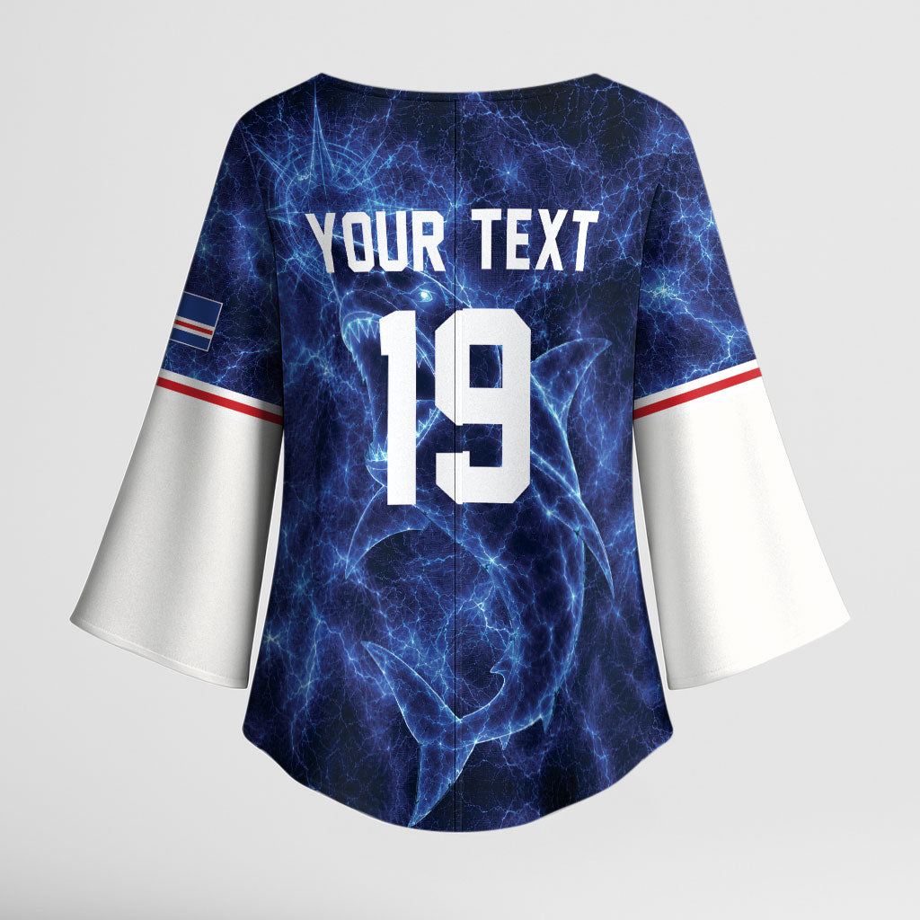 Custom World Football 2026 Cabo Verde Kimono Sleeve Blouse Go Blue Sharks Glory