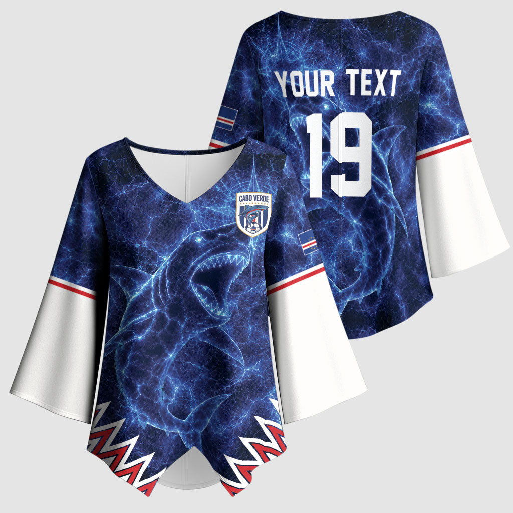 Custom World Football 2026 Cabo Verde Kimono Sleeve Blouse Go Blue Sharks Glory