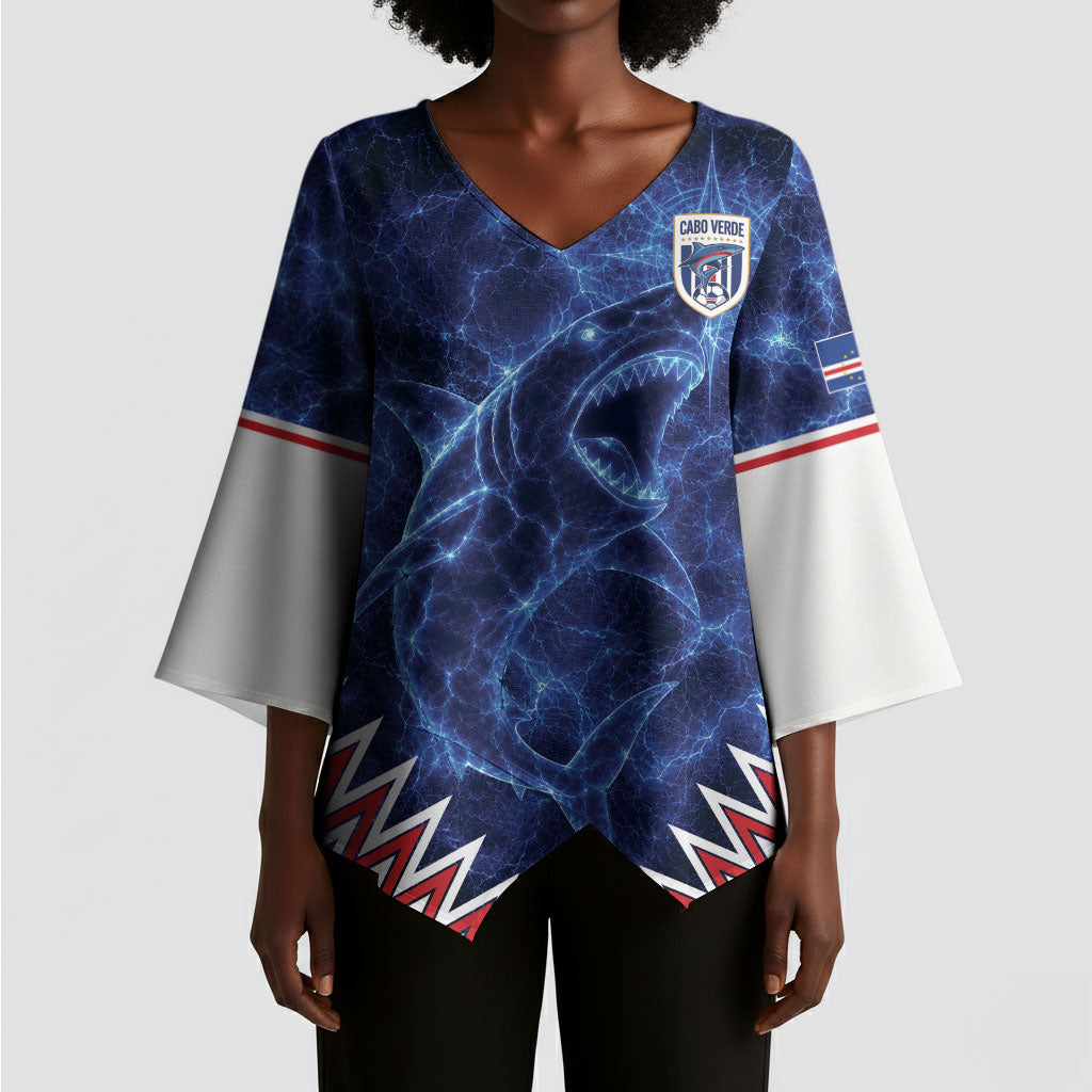 Custom World Football 2026 Cabo Verde Kimono Sleeve Blouse Go Blue Sharks Glory