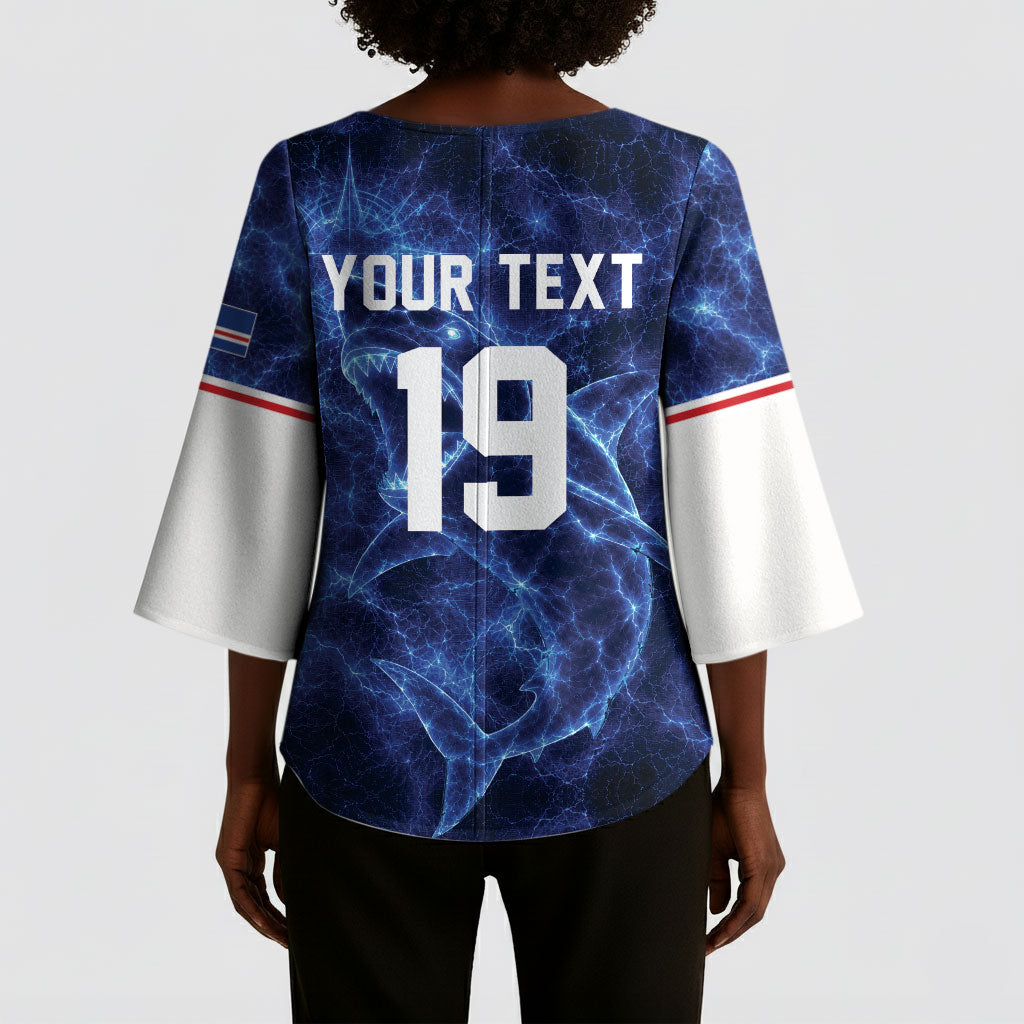 Custom World Football 2026 Cabo Verde Kimono Sleeve Blouse Go Blue Sharks Glory