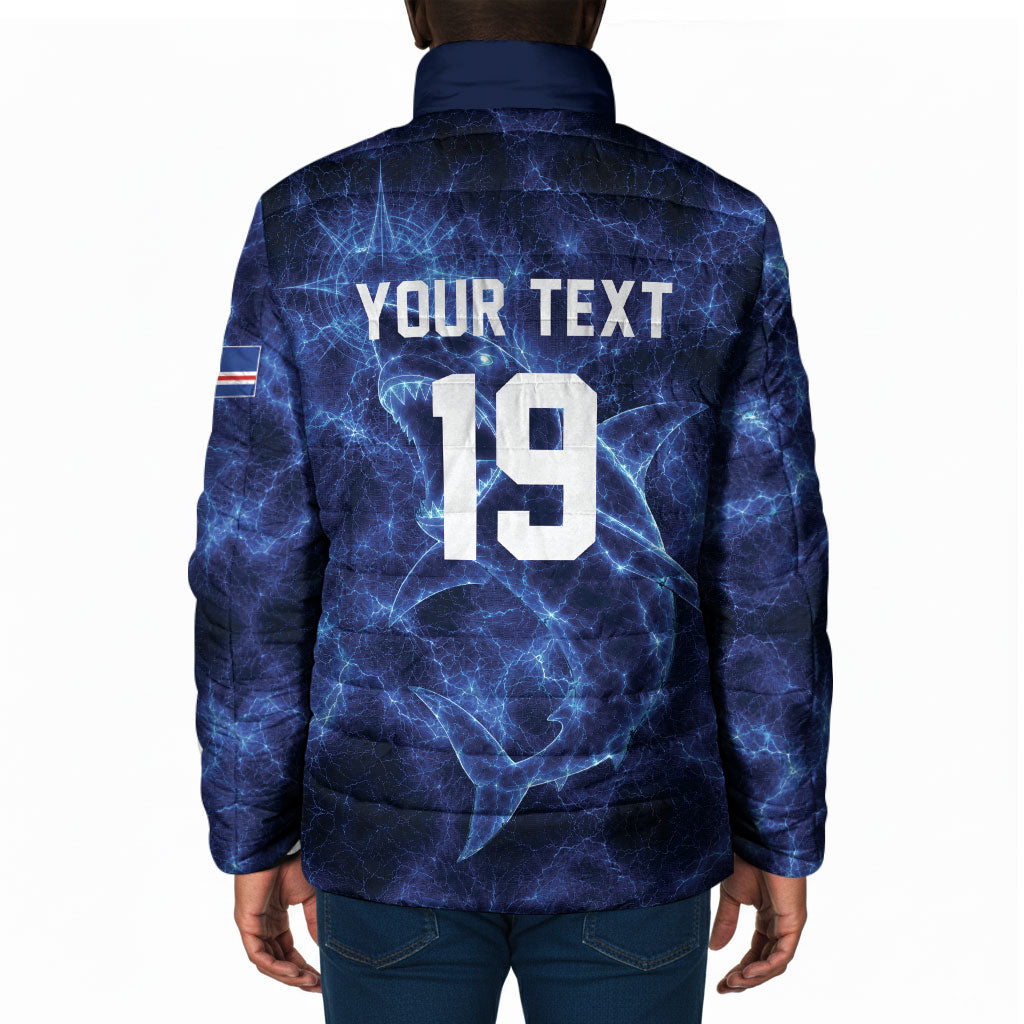 Custom World Football 2026 Cabo Verde Padded Jacket Go Blue Sharks Glory