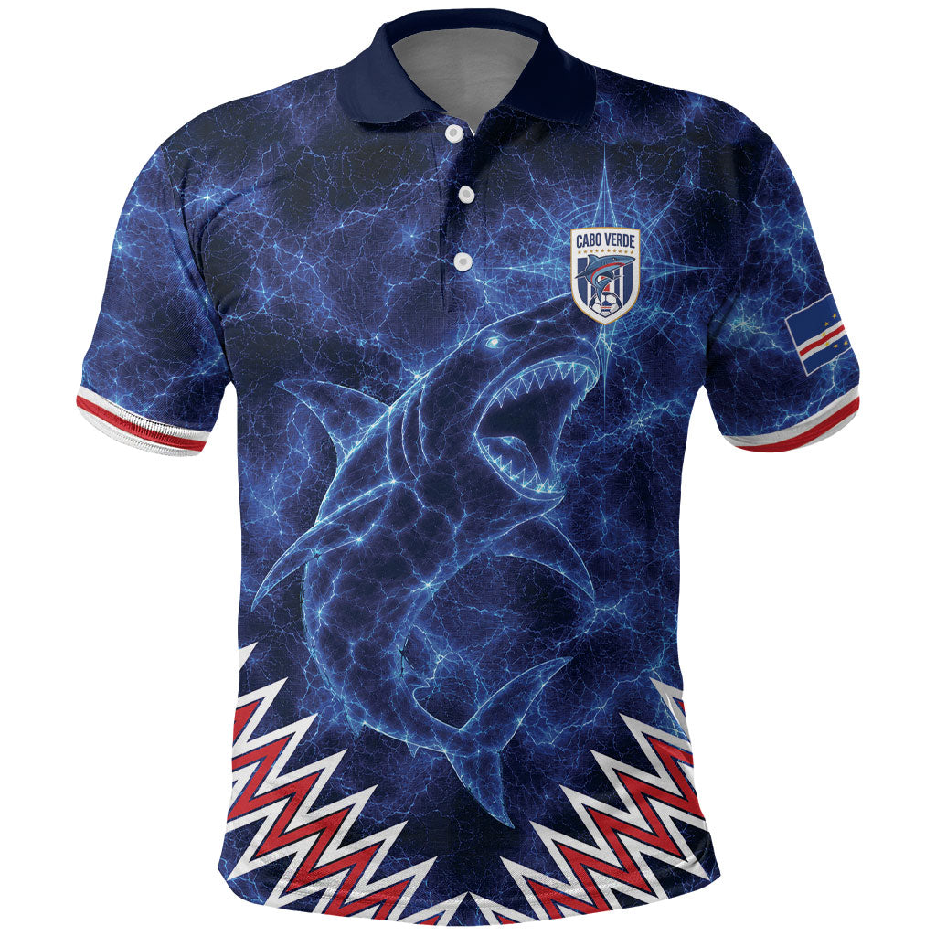 Custom World Football 2026 Cabo Verde Polo Shirt Go Blue Sharks Glory