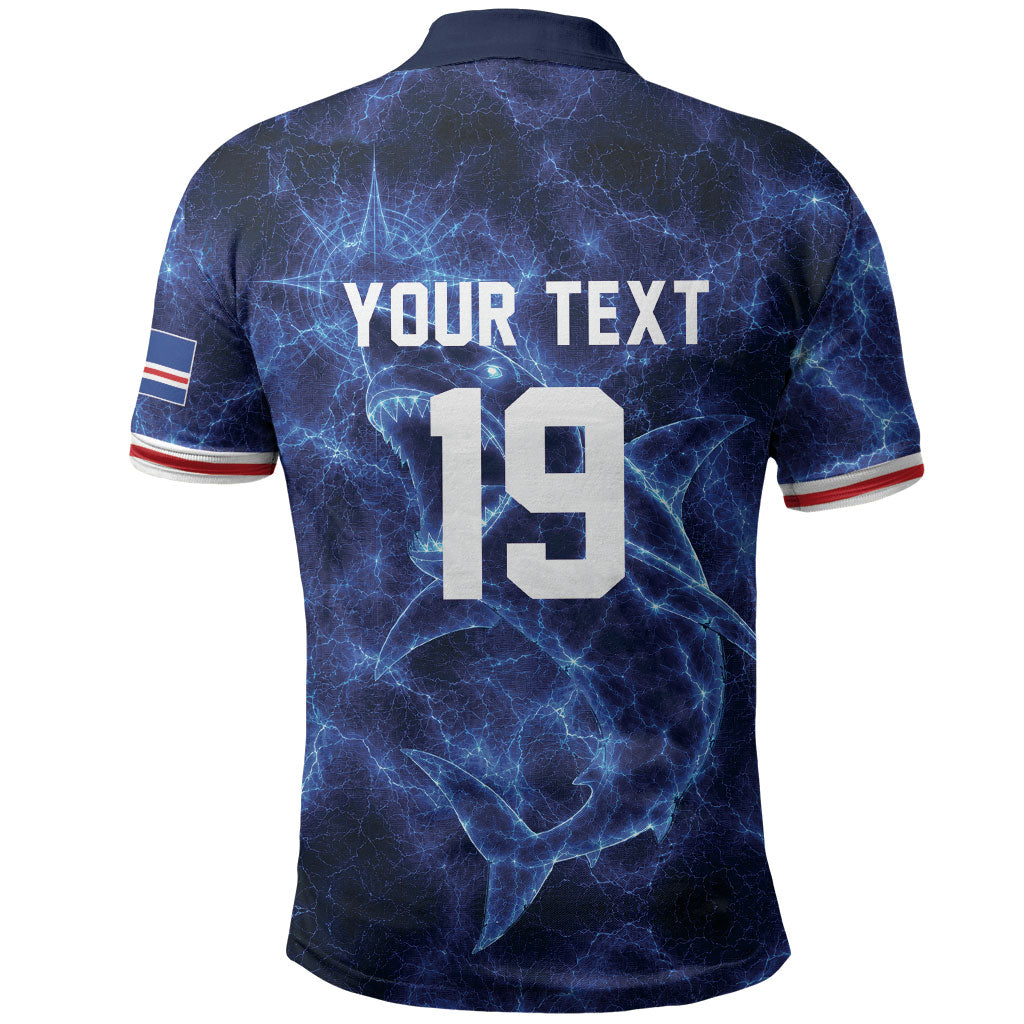Custom World Football 2026 Cabo Verde Polo Shirt Go Blue Sharks Glory