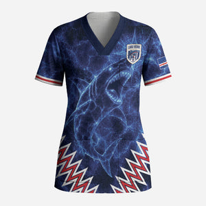 Custom World Football 2026 Cabo Verde Scrub Top Go Blue Sharks Glory