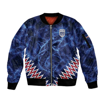 Custom World Football 2026 Cabo Verde Sleeve Zip Bomber Jacket Go Blue Sharks Glory
