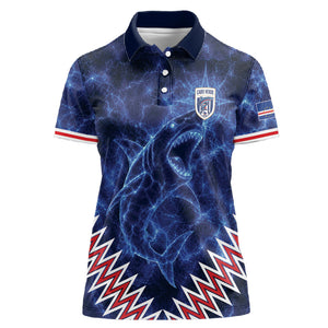 Custom World Football 2026 Cabo Verde Women Polo Shirt Go Blue Sharks Glory