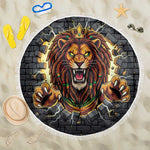 Black Jamaicans Rasta Lion Beach Blanket Reggae Lion Breaking Wall Design - African Pride