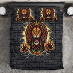 Black Jamaicans Rasta Lion Bedding Set Reggae Lion Breaking Wall Design - African Pride