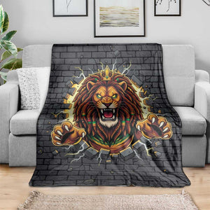 Black Jamaicans Rasta Lion Blanket Reggae Lion Breaking Wall Design - African Pride