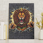 Black Jamaicans Rasta Lion Canvas Wall Art Reggae Lion Breaking Wall Design - African Pride
