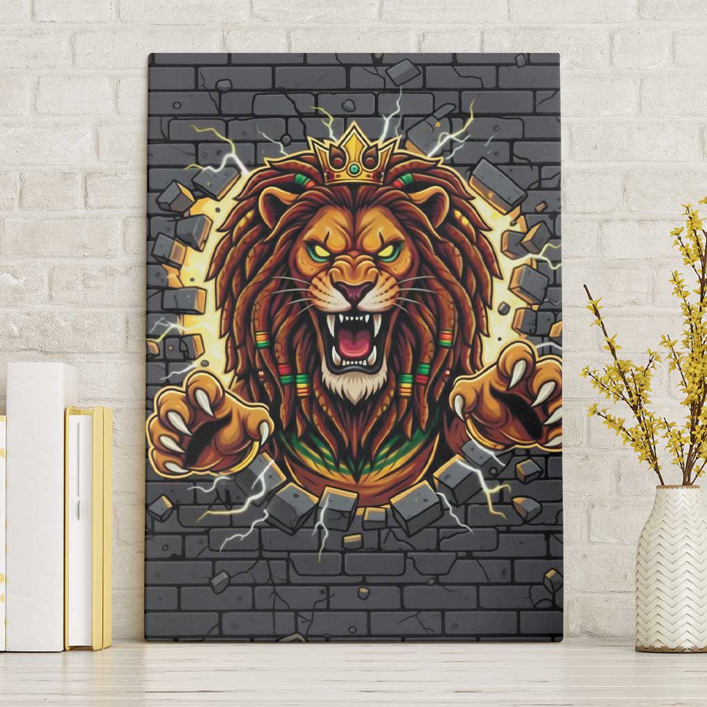Black Jamaicans Rasta Lion Canvas Wall Art Reggae Lion Breaking Wall Design - African Pride