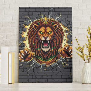 Black Jamaicans Rasta Lion Canvas Wall Art Reggae Lion Breaking Wall Design - African Pride