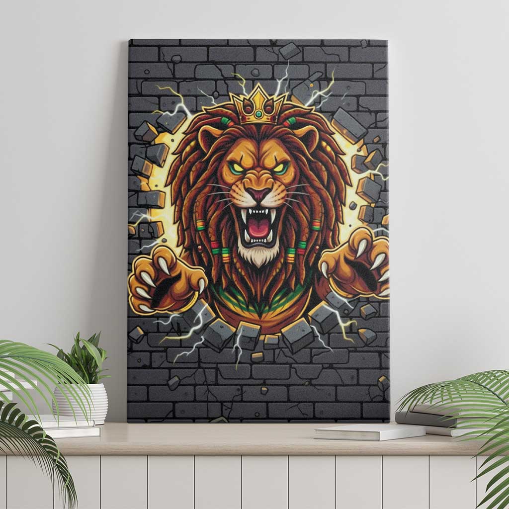 Black Jamaicans Rasta Lion Canvas Wall Art Reggae Lion Breaking Wall Design - African Pride