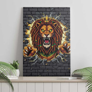 Black Jamaicans Rasta Lion Canvas Wall Art Reggae Lion Breaking Wall Design - African Pride