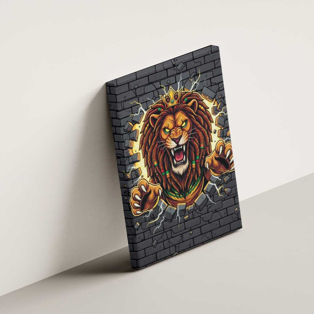Black Jamaicans Rasta Lion Canvas Wall Art Reggae Lion Breaking Wall Design - African Pride