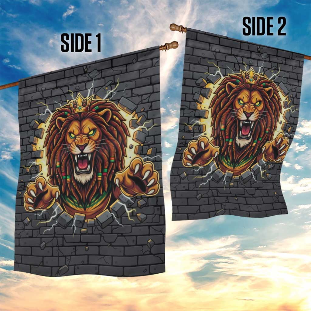 Black Jamaicans Rasta Lion Garden Flag Reggae Lion Breaking Wall Design - African Pride