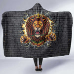 Black Jamaicans Rasta Lion Hooded Blanket Reggae Lion Breaking Wall Design - African Pride