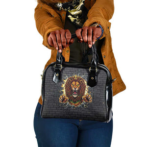 Black Jamaicans Rasta Lion Shoulder Handbag Reggae Lion Breaking Wall Design - African Pride