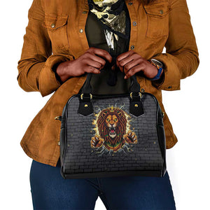 Black Jamaicans Rasta Lion Shoulder Handbag Reggae Lion Breaking Wall Design - African Pride