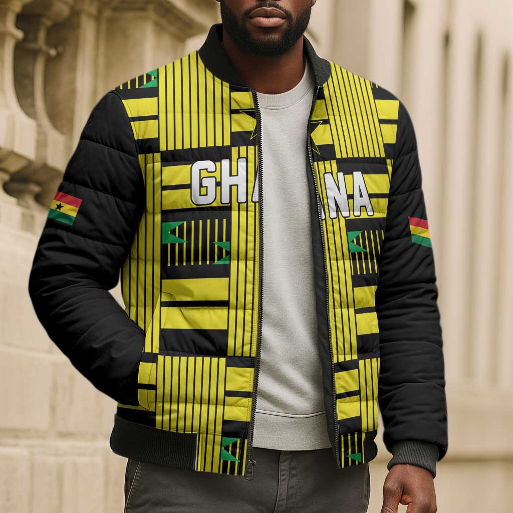 Custom World Football 2026 Ghana Bomber Puffer Jacket Rise With The Black Stars