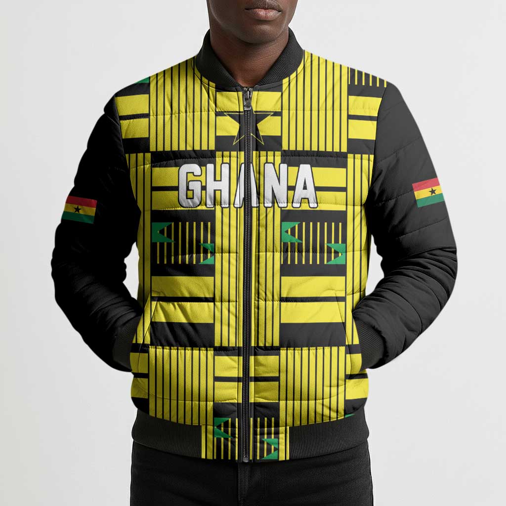 Custom World Football 2026 Ghana Bomber Puffer Jacket Rise With The Black Stars