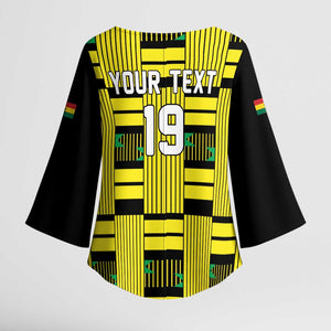 Custom World Football 2026 Ghana Kimono Sleeve Blouse Rise With The Black Stars