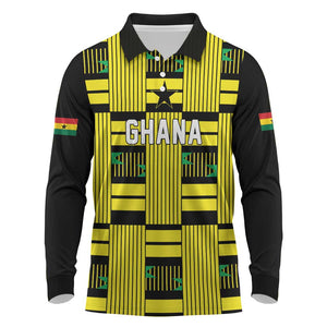 Custom World Football 2026 Ghana Long Sleeve Polo Shirt Rise With The Black Stars