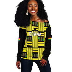 Custom World Football 2026 Ghana Off Shoulder Sweater Rise With The Black Stars