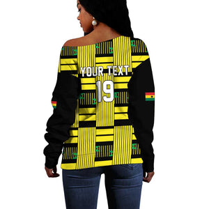 Custom World Football 2026 Ghana Off Shoulder Sweater Rise With The Black Stars