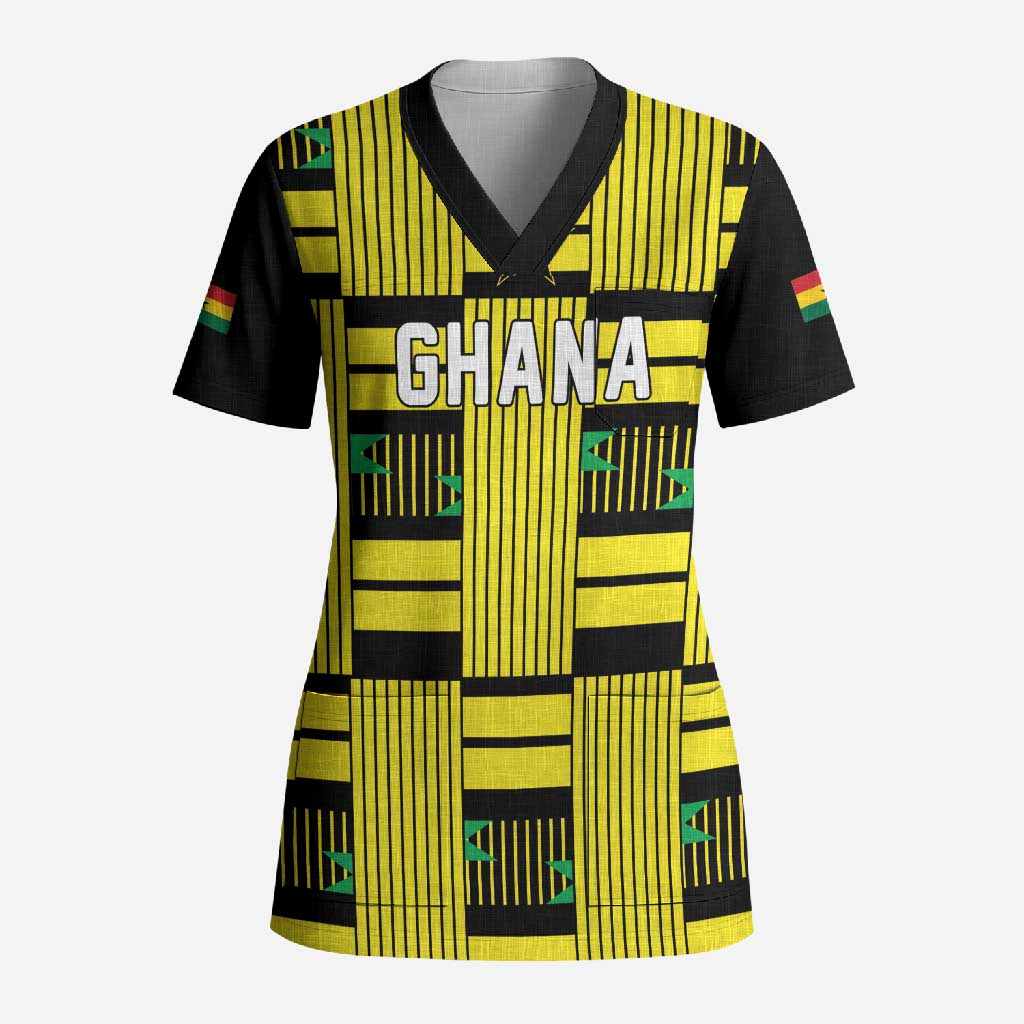 Custom World Football 2026 Ghana Scrub Top Rise With The Black Stars