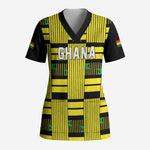 Custom World Football 2026 Ghana Scrub Top Rise With The Black Stars