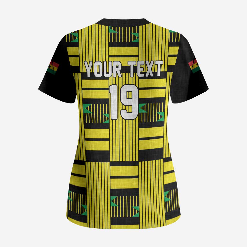 Custom World Football 2026 Ghana Scrub Top Rise With The Black Stars