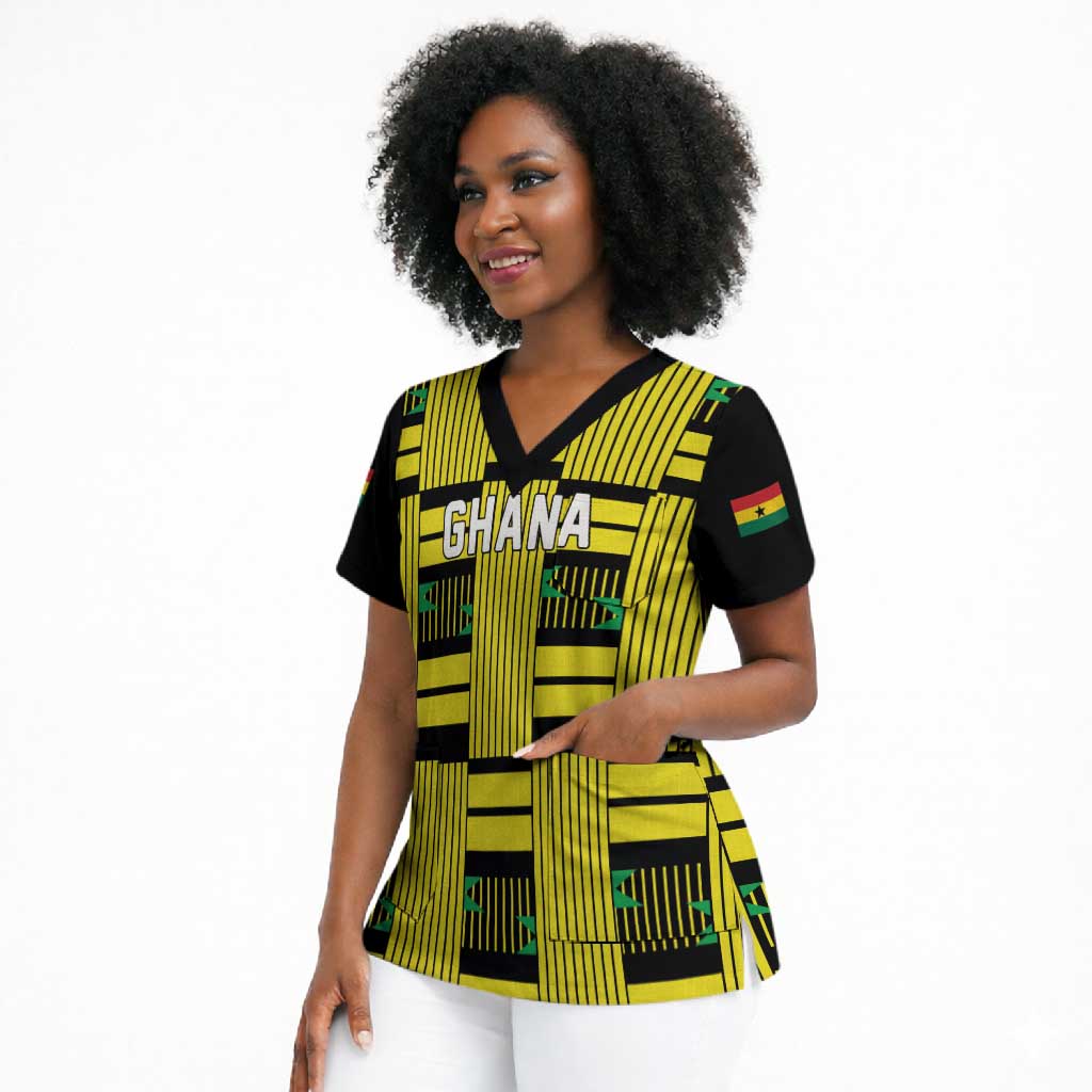 Custom World Football 2026 Ghana Scrub Top Rise With The Black Stars