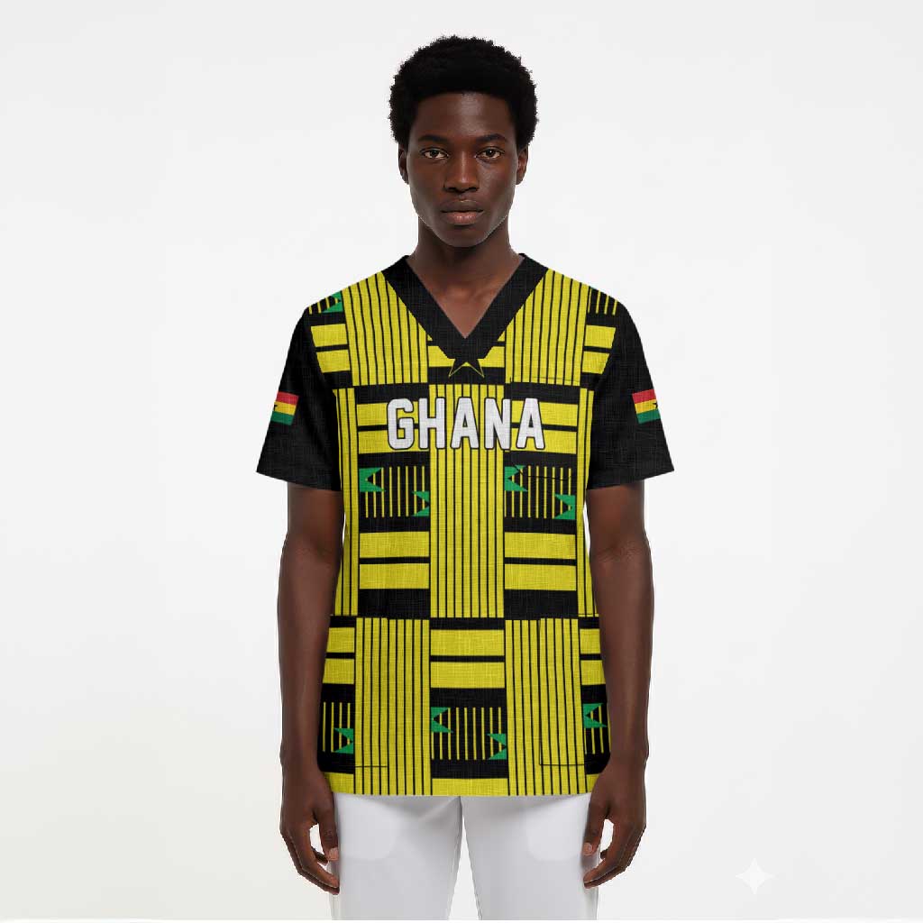 Custom World Football 2026 Ghana Scrub Top Rise With The Black Stars