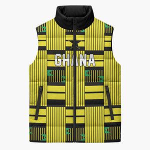 Custom World Football 2026 Ghana Sleeveless Puffer Jacket Rise With The Black Stars