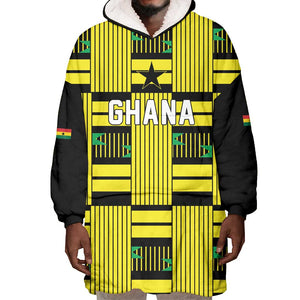 Custom World Football 2026 Ghana Wearable Blanket Hoodie Rise With The Black Stars